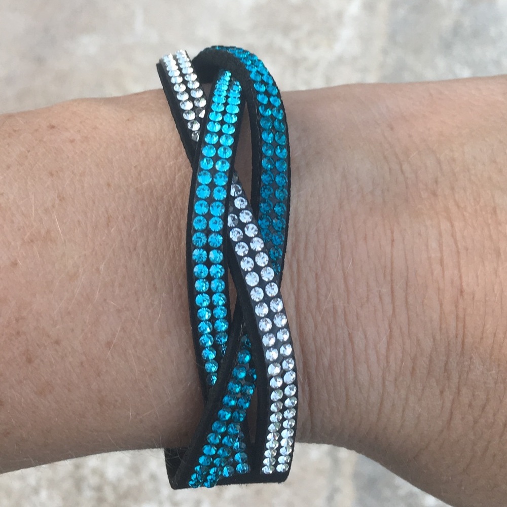 Teal Rhinestone Wrap Bracelets - Picture 2 of 4